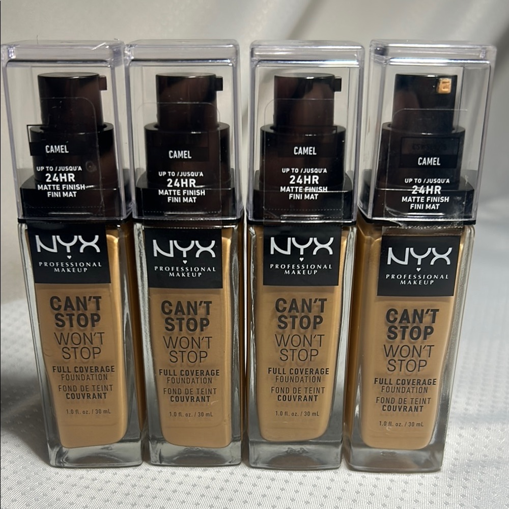 4x Camel NYX - Can't Stop Won't Stop Foundation 30ml Full Coverage 24hr Matte